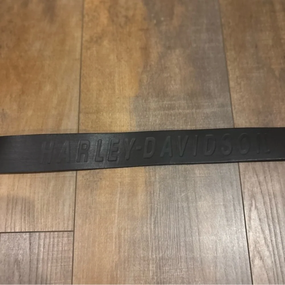 Harley Davidson Men Sz 38 Black Leather Belt with Live to Ride Eagle Belt Buckle